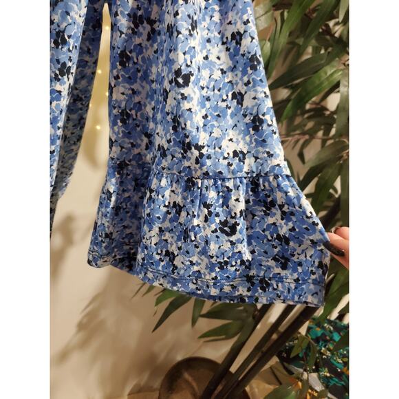 Michael Michael Kors Floral 3/4 Bell Sleeve Peasant Top Plus Size 1X Career Blue - Picture 4 of 11